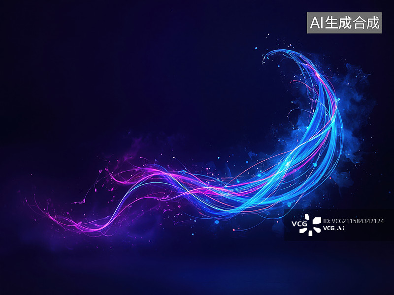 【AI数字艺术】流光溢彩的梦幻曲线图片素材