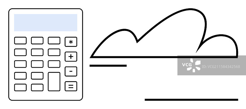 带有云图标的计算器，象征在线功能图片素材