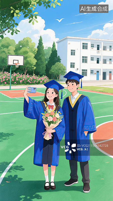 【AI数字艺术】硕士服，美女，男人，自拍，毕业图片素材