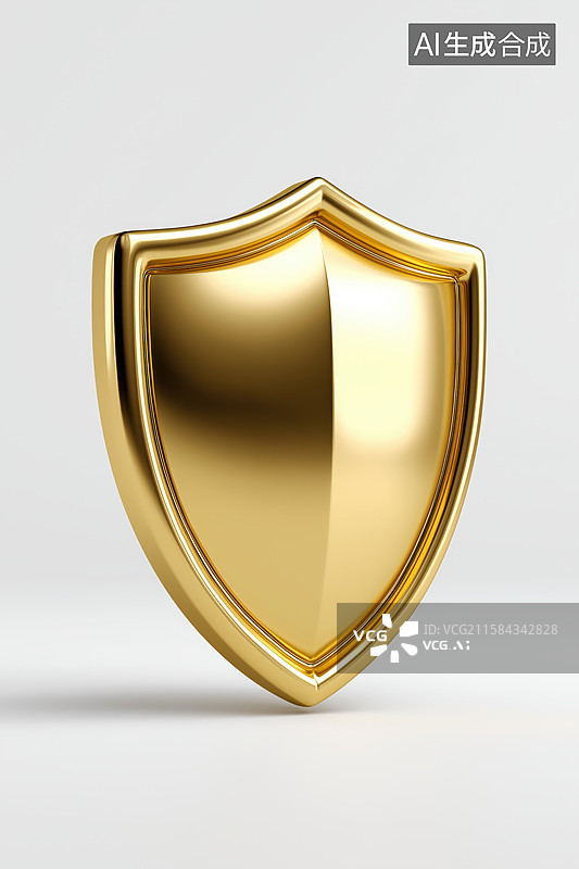 【AI数字艺术】金色盾牌的立体展示图片素材