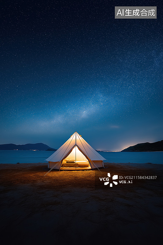 【AI数字艺术】星空帐篷图片素材