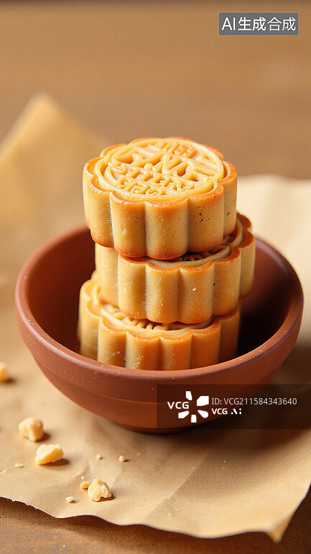 【AI数字艺术】堆叠的中秋月饼图片素材