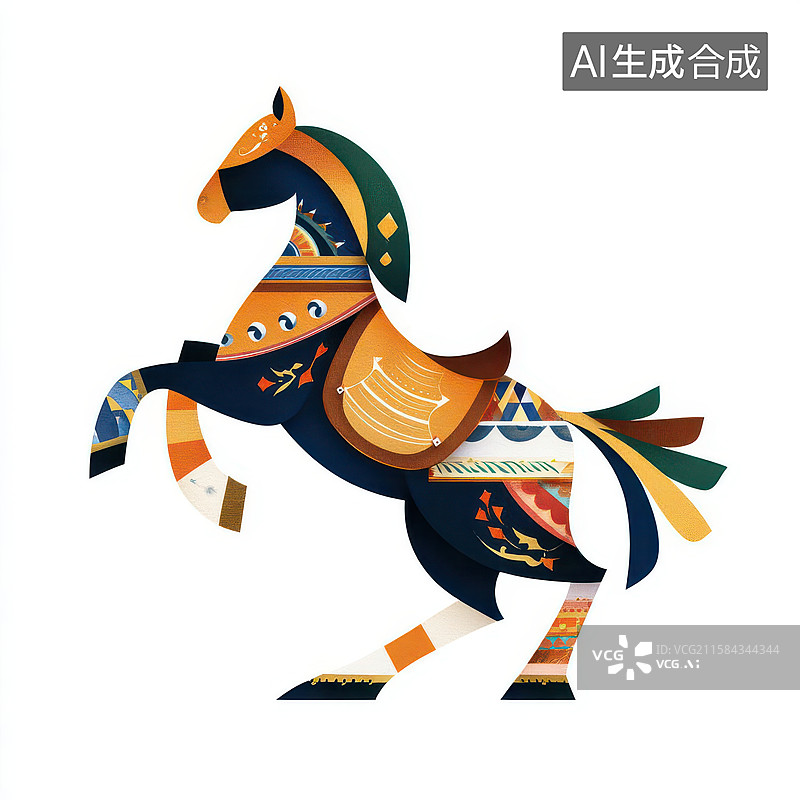 【AI数字艺术】装饰华丽马匹艺术插画图图片素材