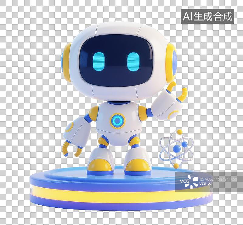 【AI数字艺术】3D三维可爱智能机器人元素图片素材
