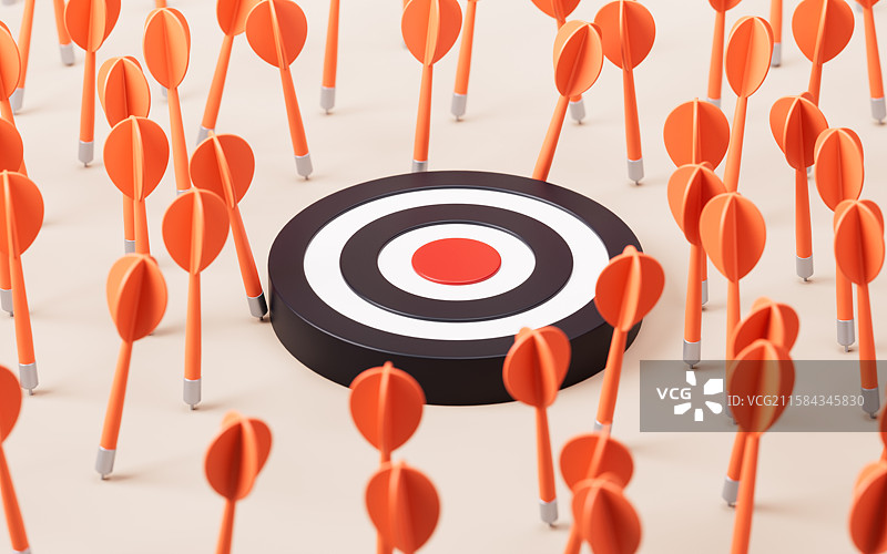 射击靶子与商业目标概念三维渲染图片素材