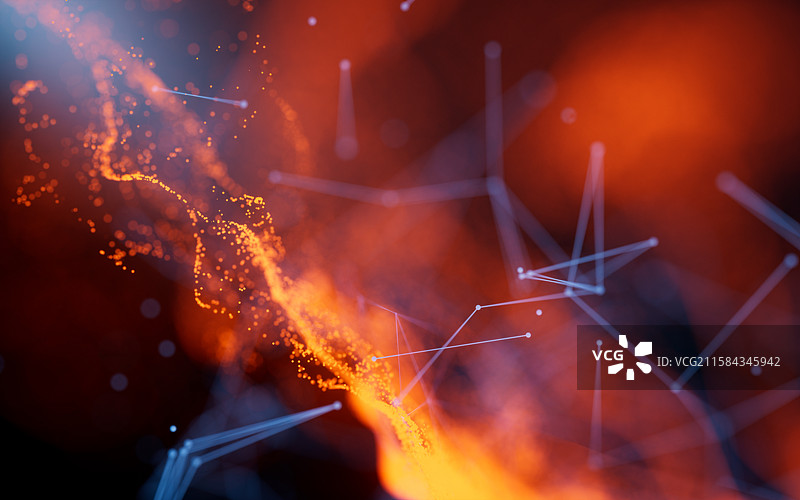 流动的粒子线条背景三维渲染图片素材