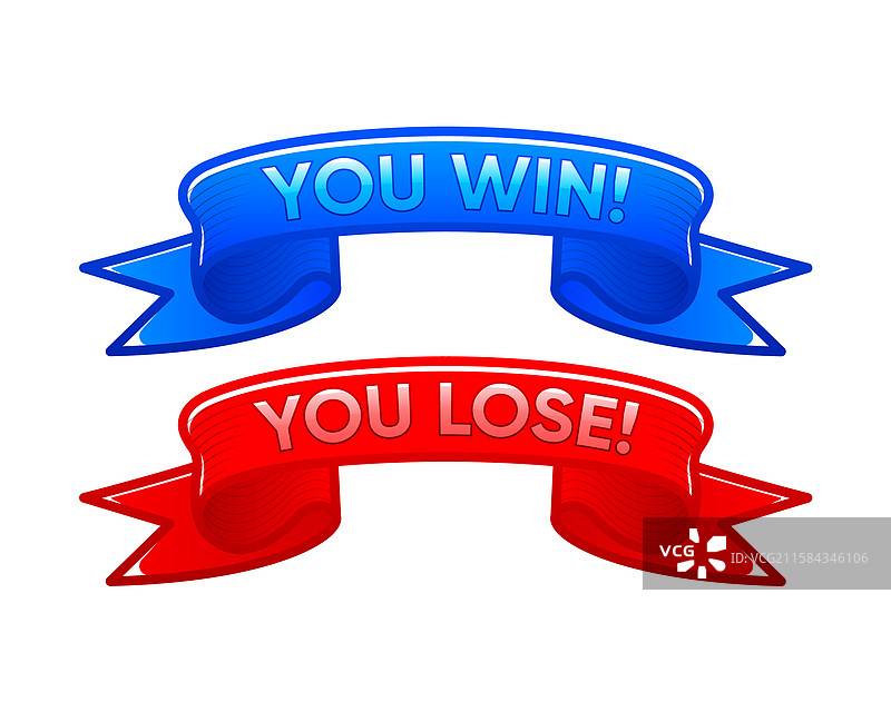在卡通中你输赢各获得两条丝带图片素材