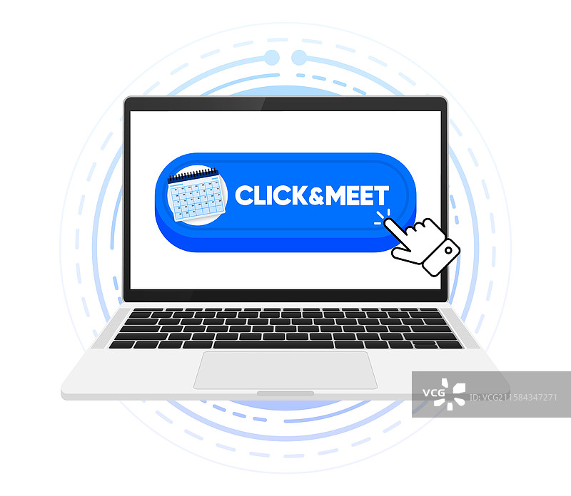 点击与日历按钮会面概念图片素材