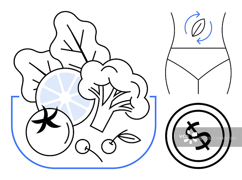 健康饮食促进健康，新鲜蔬菜和图片素材