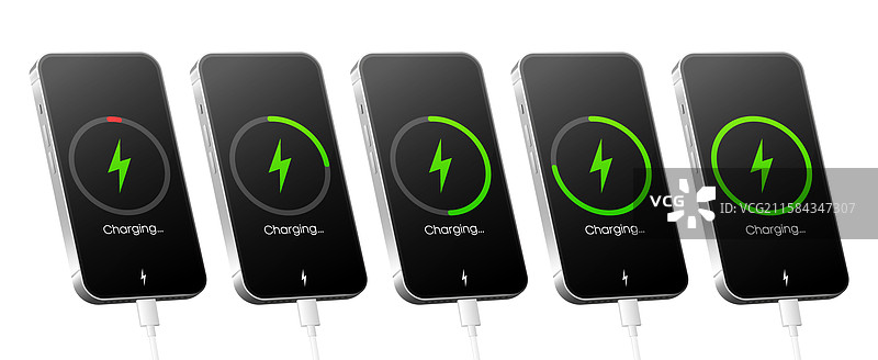 电池充满电和低电量能量水平图片素材