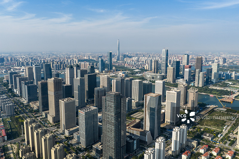 航拍天津滨海新区于家堡CBD图片素材