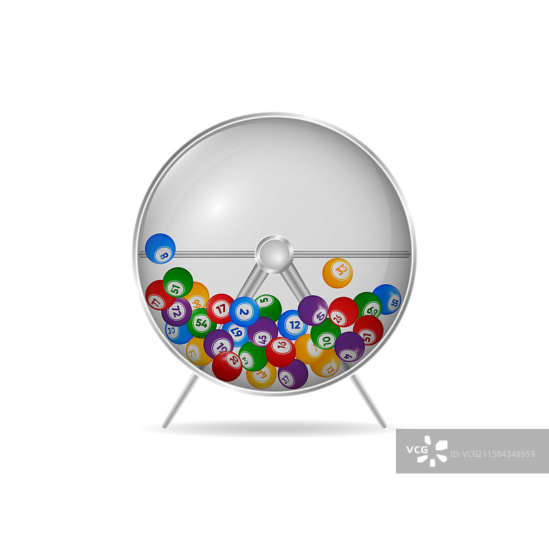 彩票机内装有乐透球的宾果游戏图片素材