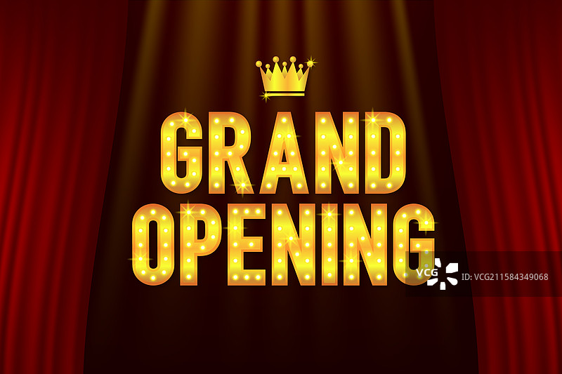 红色帷幕横幅的盛大开幕邀请函图片素材