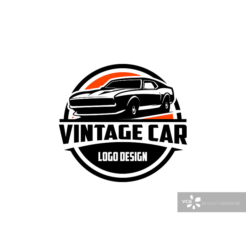 复古汽车野马轮廓独立标志图片素材