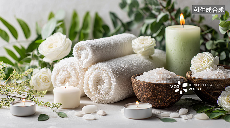 【AI数字艺术】温泉疗愈场景布置图片素材