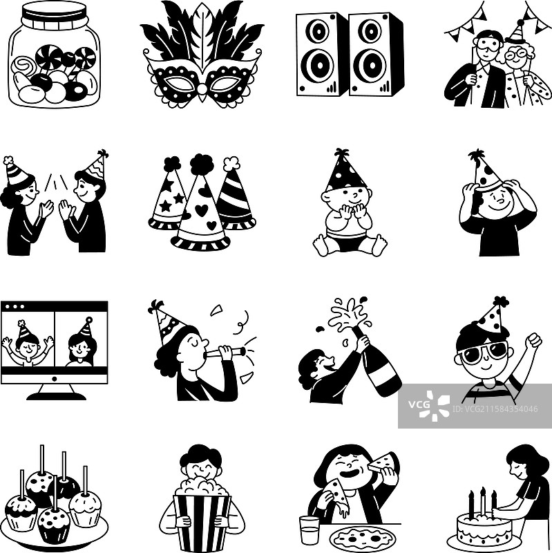生日派对涂鸦的网络合集图片素材