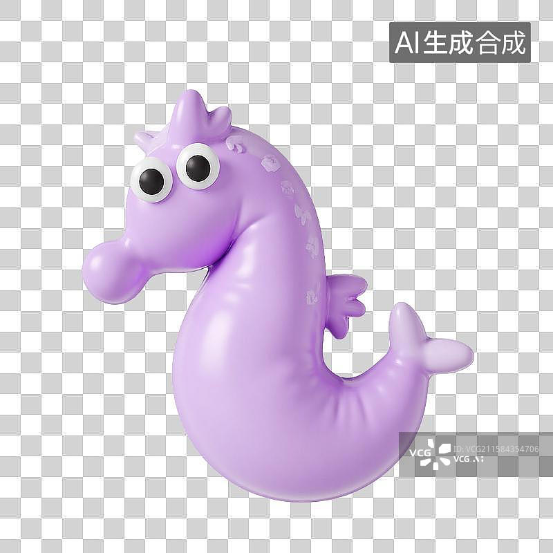 【AI数字艺术】3d膨胀风紫色海马图片素材