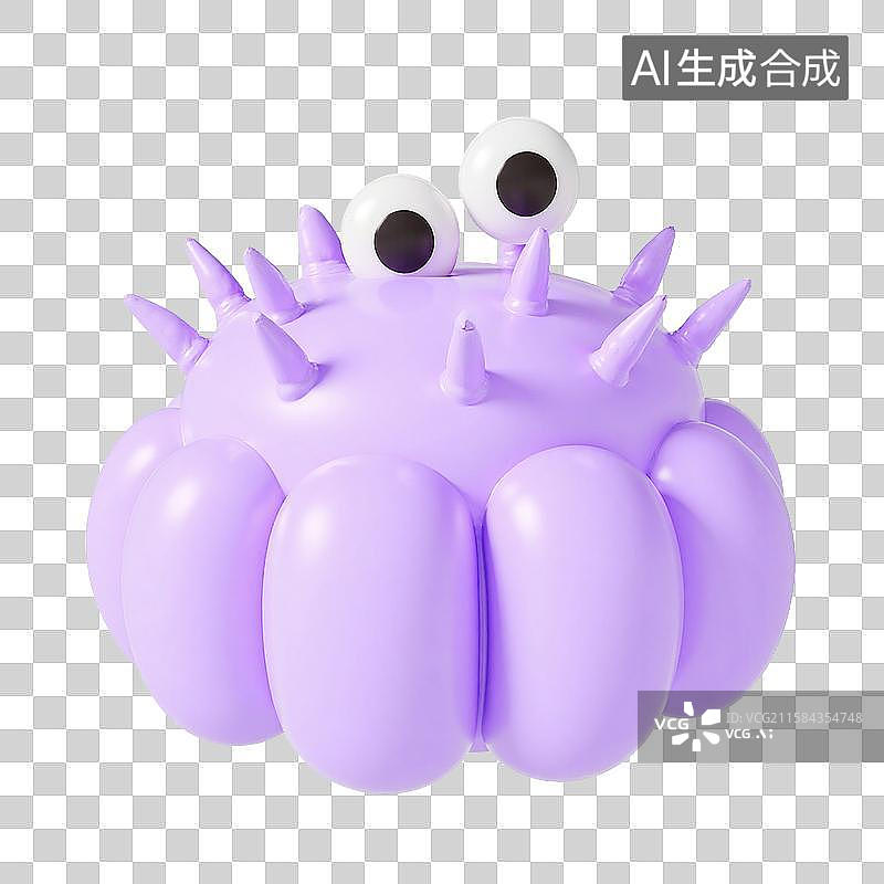 【AI数字艺术】3d膨胀风紫色海胆图片素材