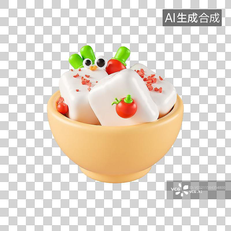 【AI数字艺术】3d膨胀风白色霉豆腐图片素材