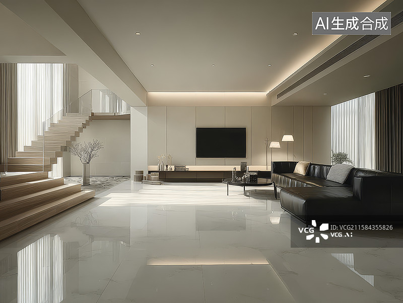 【AI数字艺术】现代简约客厅设计图片素材