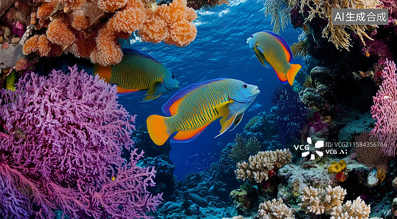 【AI数字艺术】珊瑚礁中的热带鱼图片素材