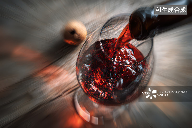 【AI数字艺术】红酒正被缓缓倒入玻璃杯图片素材