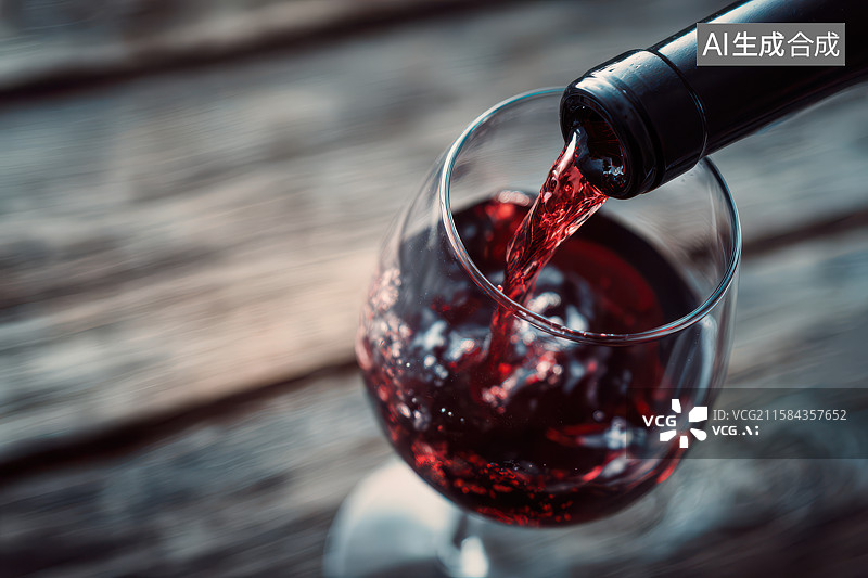 【AI数字艺术】红酒正被缓缓倒入玻璃杯图片素材