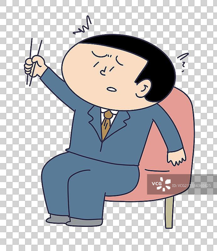 拿着筷子坐在椅子上的人物图片素材