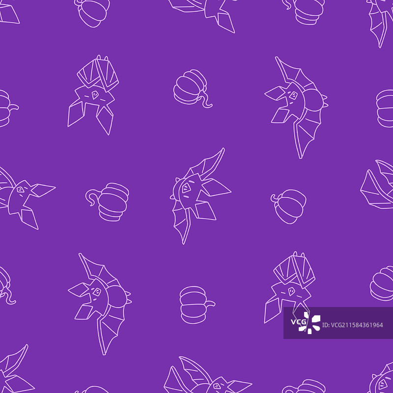 蝙蝠动物南瓜的无缝图案轮廓图片素材