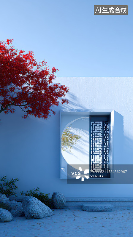 【AI数字艺术】中式窗景之美图片素材