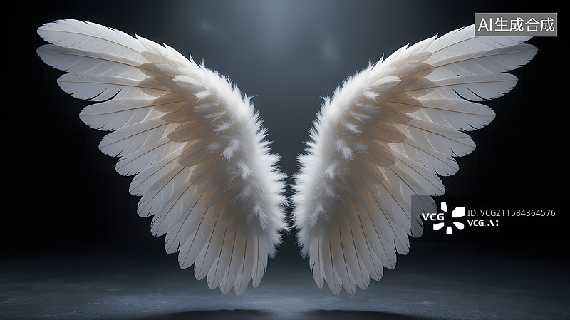 【AI数字艺术】展开的白色翅膀图片素材