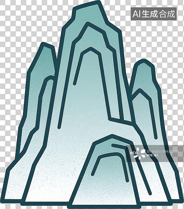 【AI数字艺术】扁平风格国潮风山石插画素材图片素材