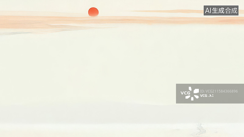 【AI数字艺术】水墨画居上-背景壁纸-1日落天际线的抽象艺术图片素材
