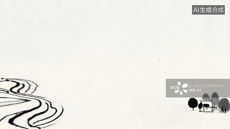 【AI数字艺术】水墨画两侧-背景壁纸-1简约水墨风景画图片素材