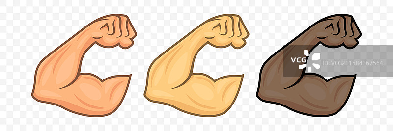 强壮的手臂弯曲二头肌图标集 粗体图片素材