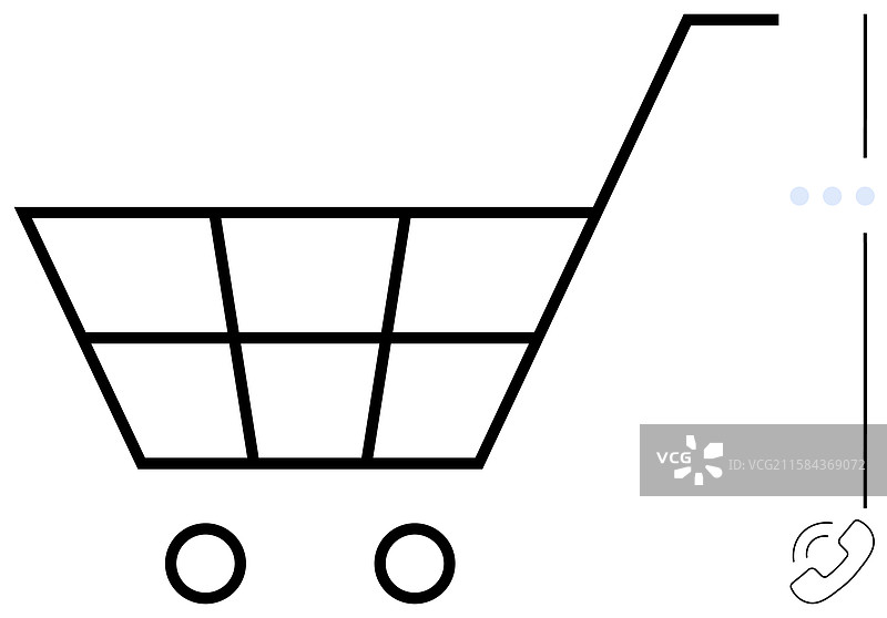 极简风格的购物车设计与电话图标图片素材