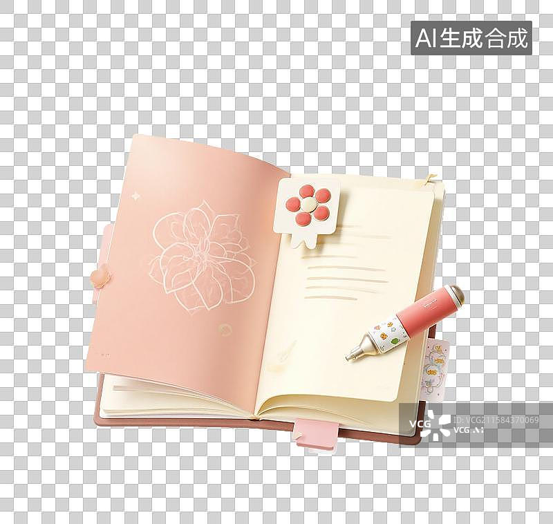 【AI数字艺术】3d笔记本和钢笔图片素材