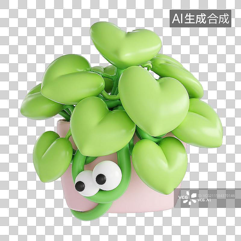 【AI数字艺术】3d膨胀风绿萝植物盆栽图片素材