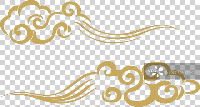 国潮风祥云花纹线稿矢量素材插画元素图片素材
