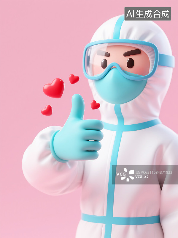 【AI数字艺术】3D医护人员点赞插画图片素材