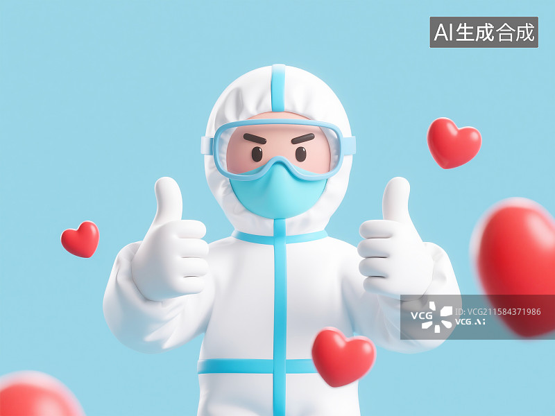 【AI数字艺术】3D医护人员点赞插画图片素材