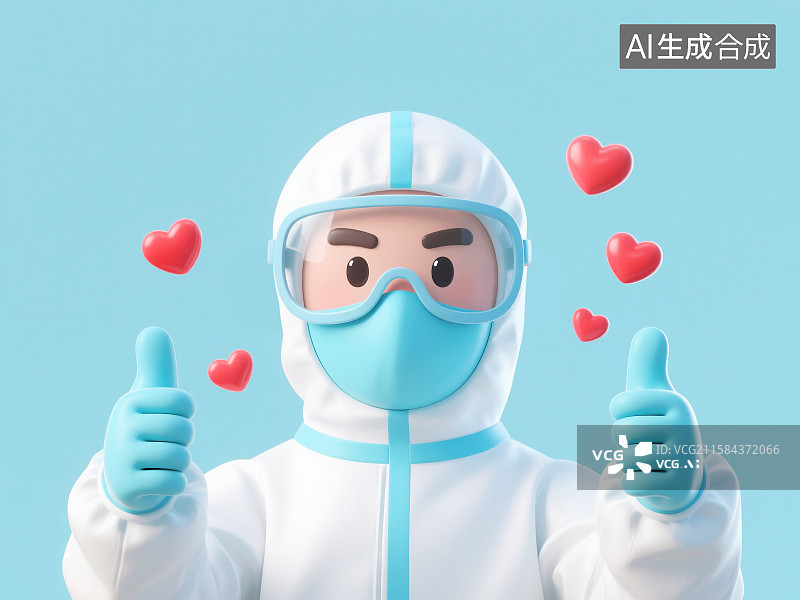 【AI数字艺术】3D医护人员点赞插画图片素材