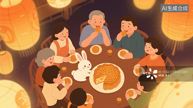【AI数字艺术】温馨家庭聚餐图片素材