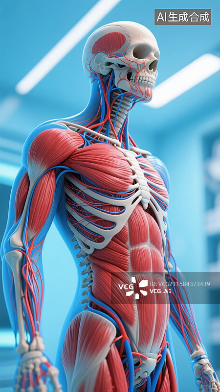 【AI数字艺术】人体肌肉结构展示图片素材