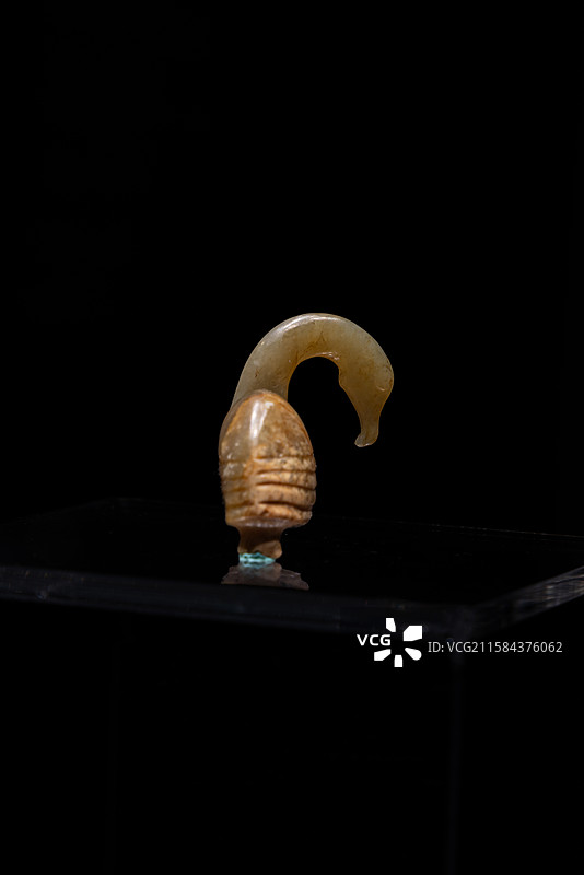 浙江杭州跨湖桥遗址博物馆敬天格物西周虢国玉器精品展玉鹅 西周 M2009虢仲墓图片素材