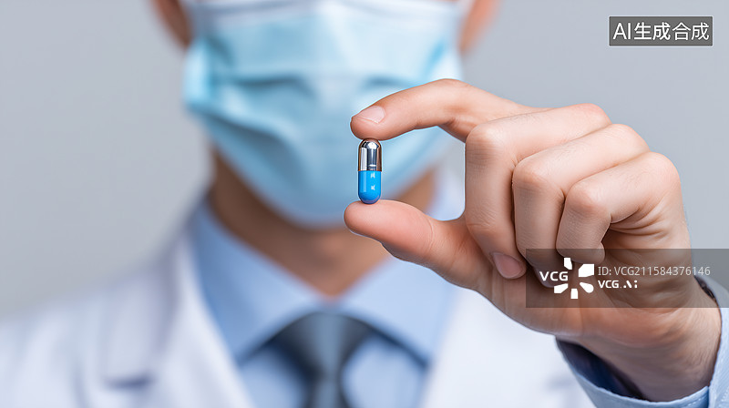 【AI数字艺术】医生展示药丸特写图片素材