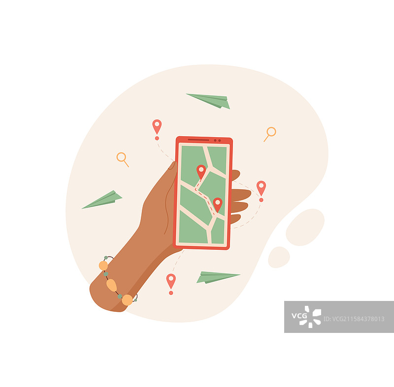 手握手机，显示导航地图图片素材