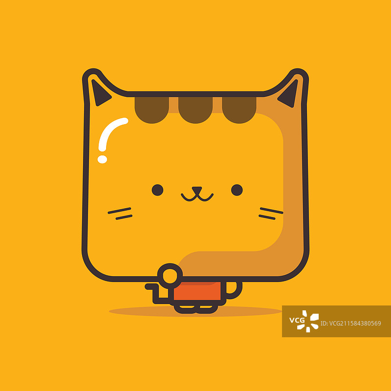 一只方脸的简单猫咪卡通图案图片素材