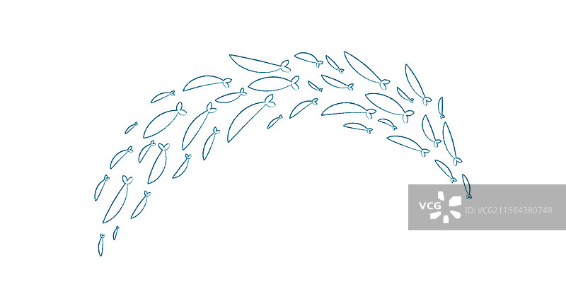 粉笔轮廓的鱼群图片素材
