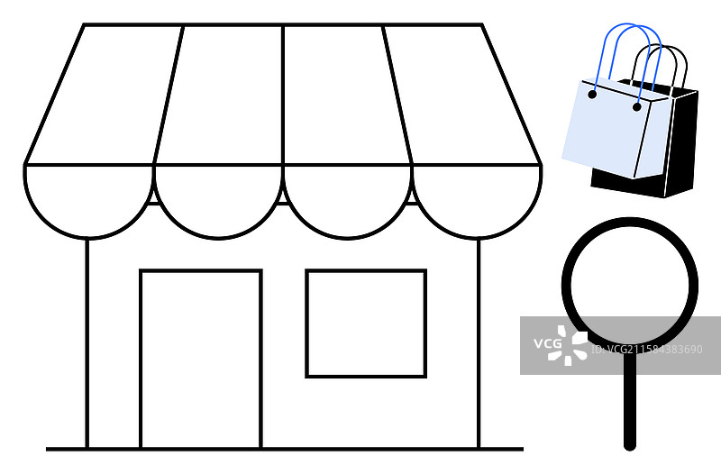 小型零售店内有购物袋和图片素材